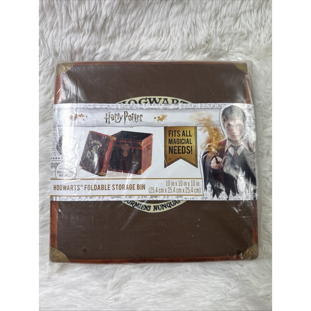 Harry Potter Hogwarts Foldable Storage Cube Bin 10x10x10 Trunk Design